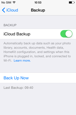 iPhone monitoring - enable backup